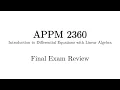 APPM 2360 - New Concepts for Final