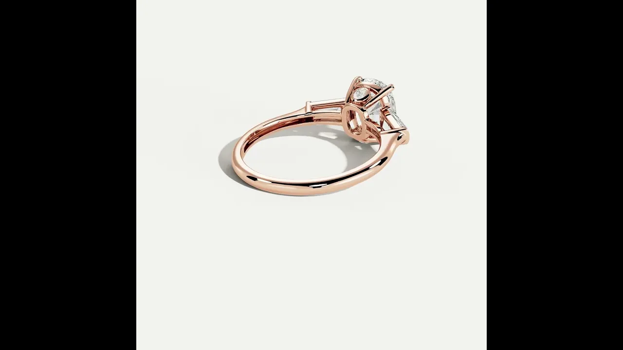 Estelle丨Elongated Cushion Lab Diamond Three-Stone Engagement Ring with Tapered Baguette Accents