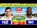 Lagu Day 5 | New Zealand vs West Indies 1st Test | NZ vs WI | Live Score Commentary