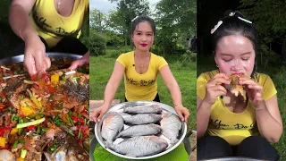 Cooking fried fish with vegetables yummy recipe