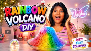 DAY -1🌈 Rainbow valcona 🌋(100 Days 100 Different Craft ) #trending #viral #diy #craft 