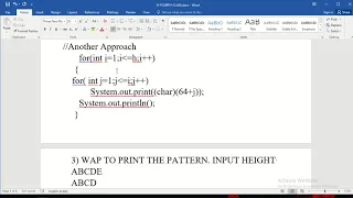 CHARACTER RELATED PATTERN PRINTING IN JAVA