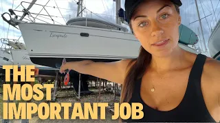 ANTIFOULING OUR SAILBOAT & IT’S SPLASH DAY! EP-86