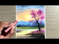 Download Lagu Beautiful cherry blossom tree | oil pastel painting