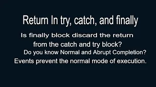 Java Interview Questions Return in try catch finally block