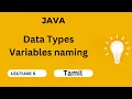 5 Data Types java variables rules of Variables naming examples quiz int float byte