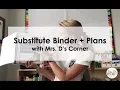 Emergency Sub Plans for Special Ed Build a Substitute Binder Self-Contained Resource Inclusion