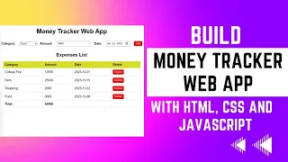 Build Money Tracker WebApp to track expenses with HTML CSS and JavaScript BharatIntern Project