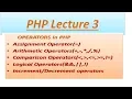 PHP Lecture3 Assignment Arithmetic comparison Logical operators Increment operators