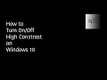 How to turn High Contrast on or off on Windows 10