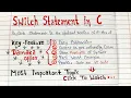 Switch Statement in C With Handwritten Notes Code Hacker