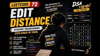 LeetCode 72 - Edit Distance Dynamic Programming Explained in Tamil DSA Tamil