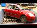 Massive Metal Shredder Destroys Car With Engine And Rikshaw Extreme Crushing and Shredding machine