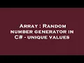 Array Random number generator in C - unique values