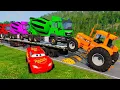 Download Lagu Flatbed Truck McQueen | Transportation with Truck - Pothole vs Car #132 | BeamNG.Drive Gameplay