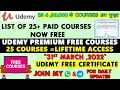 List of 25 Free Udemy Courses Udemy Free Course With Free Certificate - 100 off coupon code
