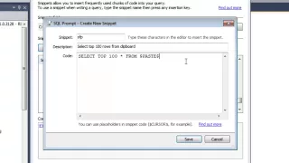 SQL Prompt Tips - Snippet Placeholders Redgate