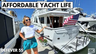 DREAM LIFE 🤩 2007 DeFever 55 Trawler Liveaboard Yacht Tour