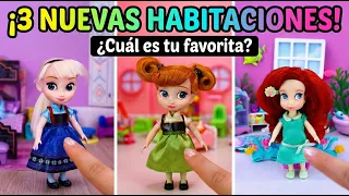 ¡Construyo 3 HABITACIONES para Princesas! 🏰 Elsa, Anna y La Sirenita 🧜‍♀️