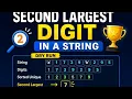 Second Largest Digit in a String Leetcode Java DSA Problem statement 1796 Dry Run