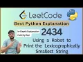 Using a Robot to Print the Lexicographically Smallest String Leetcode 2434 Greedy Stack Python