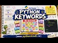 Python Keywords in Hindi 35 Python Keywords Explained with Examples True False if else fo