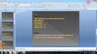 Part 1 - Identifiers in java