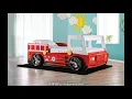 CM7644 Hokku designs Fierstall fire truck style design twin size kids bed w LED lights