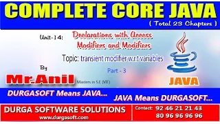Core Java Declarations with Access Modifiers transient modifier w r t variables part - 3