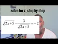 Solve for x in square root and fractions Grade 11 12