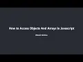 Javascript Arrays And Methods In Kannada