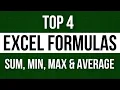 Top 4 Common Excel Formulas SUM MIN MAX AVERAGE