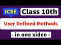 User defined Functions Methods in JAVA