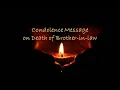 Condolence Message on Death of Brother in law
