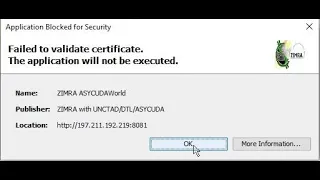 How to fix Failed to validate certificate Cannot run Application