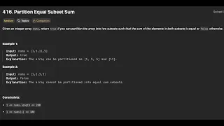 Leetcode 416 Partition Equal Subset Sum Dynamic Programming
