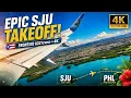 Beautiful 4K Takeoff from San Juan Puerto Rico Frontier A321neo to Philadelphia