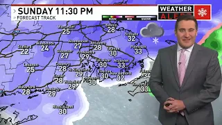 Snow develops Sunday afternoon