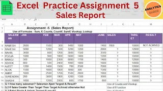 Excel Practice Assignment 5 Excel Formula Excel Basics Of Data Analysis