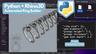 Prong Setting Engagement Ring 3D modeling with Python and Rhinoceros3D