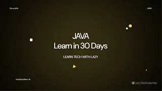 Java Tutorial Day 1 Introduction to Java Learn Java in 30 Days