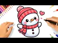 HOW TO DRAW A CUTE SNOWMAN EASY