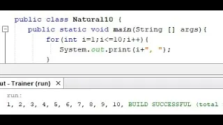 Write a program in Java to display the first 10 natural numbers