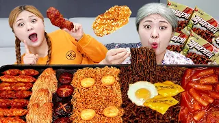 MUKBANG 직접 만든 짜파게티 치킨 떡볶이 먹방 모음! BLACK BEAN NOODLES FRIED CHICKEN EATING SOUND | HIU 하이유
