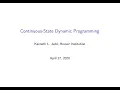 Continuous-State Dynamic Programming Ken Judd Numerical Methods in Economics Lecture 18