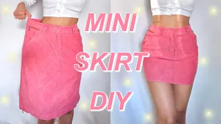 mini skirt diy thrift flip thrifting transformation 