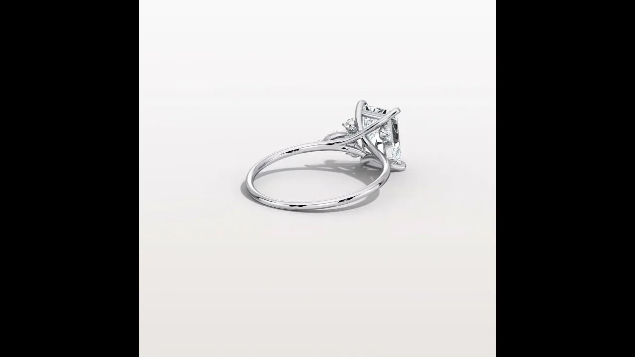 Colette丨Radiant Lab Diamond Split Shank Engagement Ring with Marquise & Round Accents