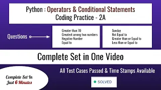 Operators Conditional Statements Coding Practice 2A - Find the Answers