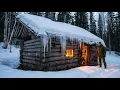 Solo Overnight in a Collapsing Log Cabin Off Grid Living