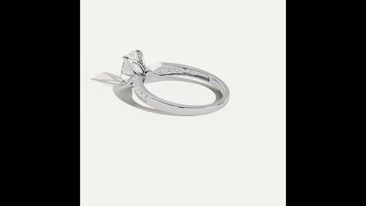 Margot丨Oval Lab Diamond Twisted Split Shank Pavé Milgrain Engagement Ring